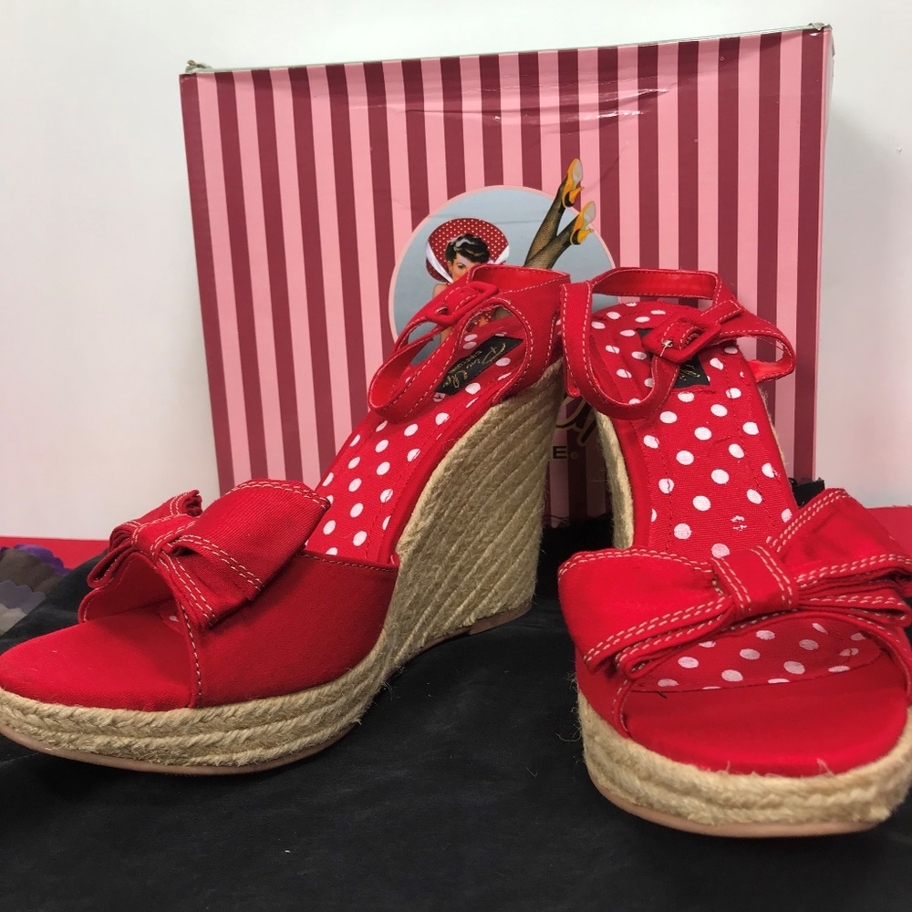 Red Canvas Espadrilles Rockabilly Pinup
